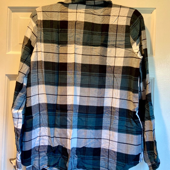 Weissman Plaid Button Snap Shirt - Blue/Black/White, 100% Rayon (Adult Small) - Picture 4 of 7